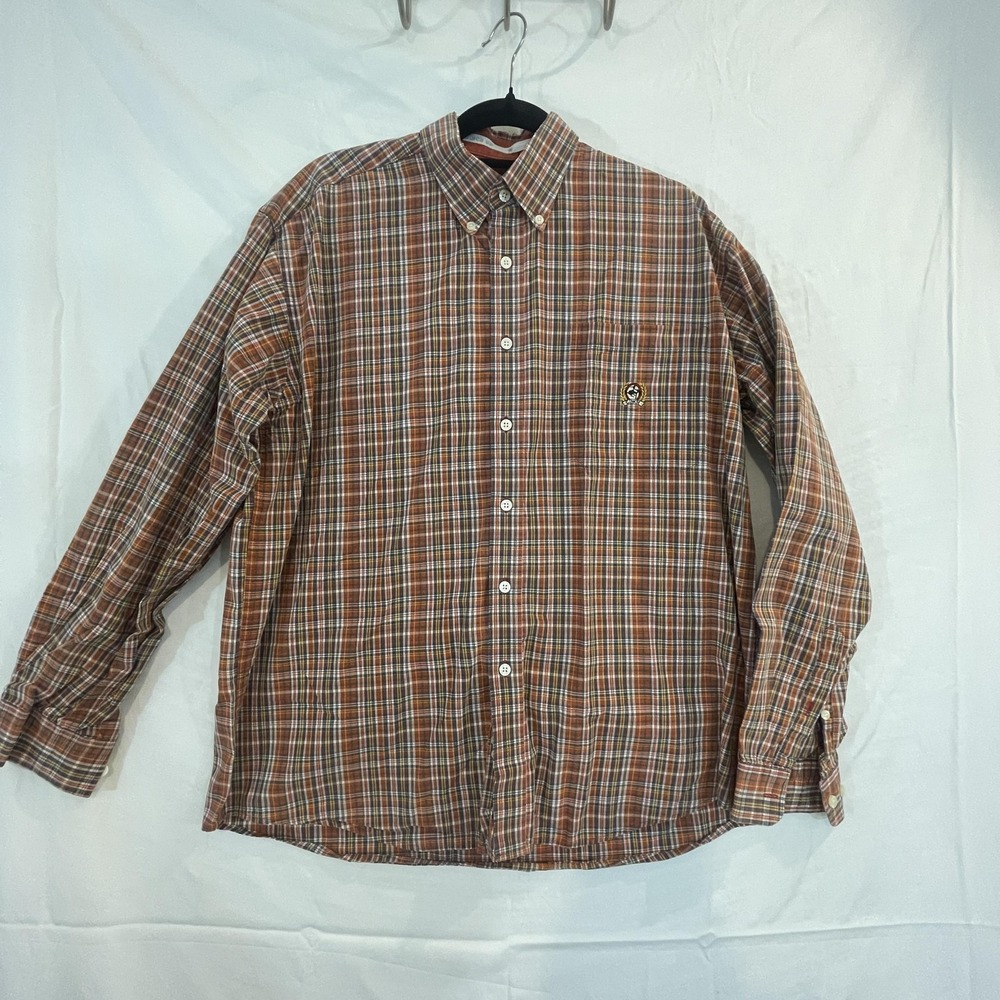 Cinch Shirt Mens‎ Medium Brown Orange Plaid Button Down Long Sleeve Western